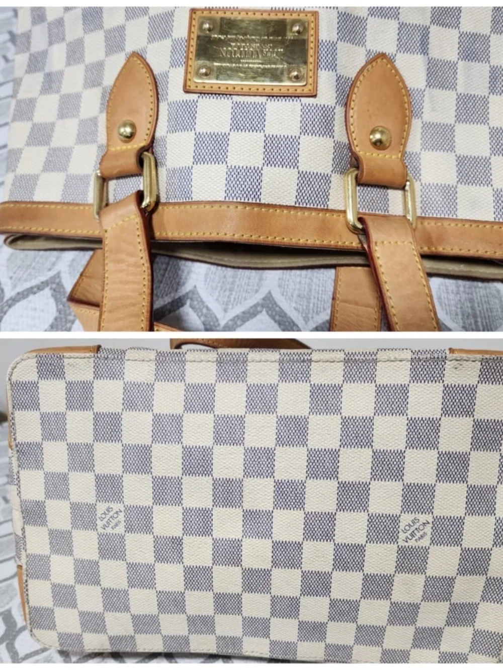 Authentic Louis Vuitton Damier Azur Hampstead PM Shoulder Bag Brown/Beige - Picture 13 of 14